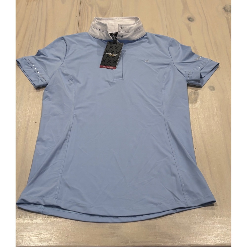Tredstep Ireland Solo Eclipse Sky Blue Equestrian Show Shirt Short Sleeve Small
